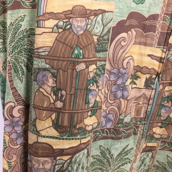 EUC RARE Tori Richard Honolulu Cotton Lawn Ruffled Hem Father Damien Dress 2XL - Picture 2 of 14